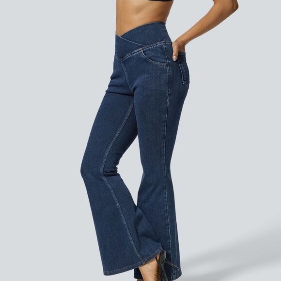 Halaramagic High Waisted Crossover Stretchy Super Flare Jean 32" Small Tall - Picture 11 of 11